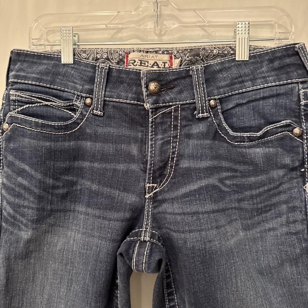 Ariat REAL Denim Jeans Womens 30R Medium Wash Mid Rise Bootcut Embroidered